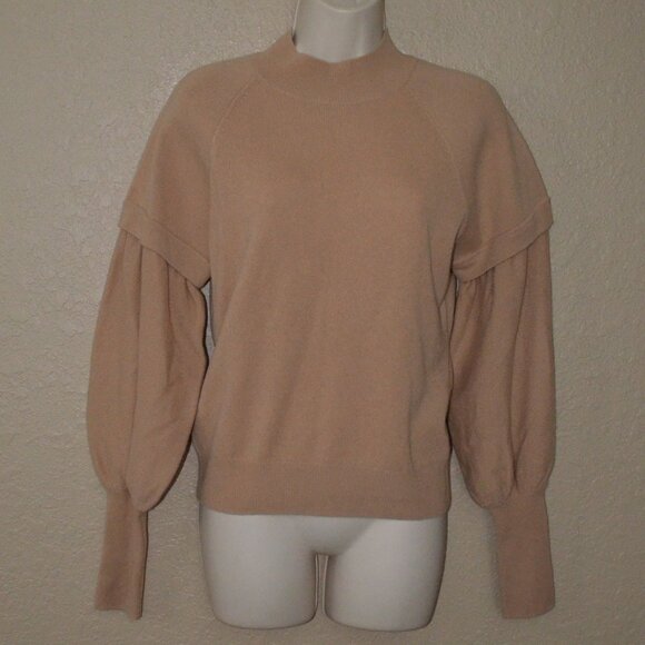 $425 Sz S Jonathan Simkhai Mackenzie Tan Cashmere Long Sleeve Sweater - Picture 2 of 7